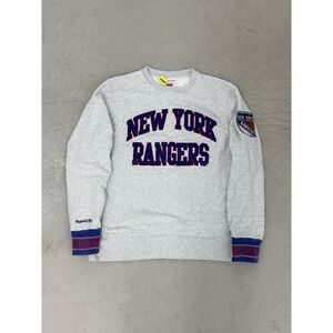 New York Rangers Sweatshirt Mens Large Gray NHL Hockey Pullover Crewneck Patch